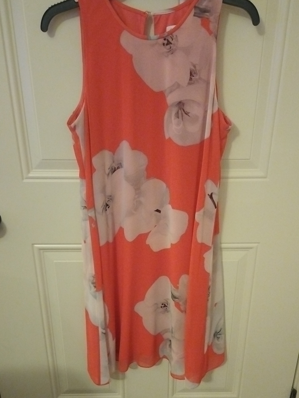Calvin Klein Coral Floral Sleeveless Shift Dress Size 10